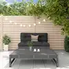 Image de vidaXL Salon de jardin 2 pcs avec coussins gris bois massif