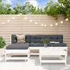 Image de vidaXL Salon de jardin 5 pcs blanc bois massif de pin
