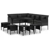 Image de Ensemble à manger de jardin coussins 6pcs noir résine tressée