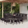 Image de vidaXL Ensemble à manger de jardin coussins 6pcs noir résine tressée