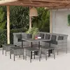 Image de vidaXL Ensemble à manger jardin 6pcs et coussins gris résine tressée