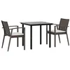 Image de vidaXL Ensemble à Manger de Jardin 3 pcs Coussins résine tressée Acier, Ensemble à Manger, Ensemble à Manger d'extérieur, Ensemble de mobilier d'extérieur