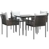 Image de vidaXL Ensemble à Manger de Jardin 5 pcs Coussins résine tressée Acier, Ensemble à Manger, Ensemble à Manger d'extérieur, Ensemble de mobilier d'extérieur