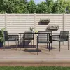 Image de vidaXL Ensemble à manger de jardin coussins 5pcs noir rotin et acier