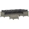 Image de vidaXL Salon de Jardin avec Coussins 4 pcs, Ensemble de Meubles de Terrasse, Mobilier d'Extérieur, Canapé de Patio, Moderne, Gris Résine Tressée