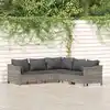 Image de vidaXL Salon de jardin 5 pcs avec coussins Gris Résine tressée