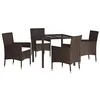 Image de vidaXL Ensemble à Manger de Jardin 5 pcs et Coussins Marron Poly rotin, Ensemble à Manger, Ensemble à Manger d'extérieur, Ensemble de mobilier d'extérieur