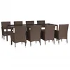 Image de vidaXL Ensemble à Manger de Jardin et Coussins 9 pcs Marron Poly rotin, Ensemble à Manger, Ensemble à Manger d'extérieur, Ensemble de mobilier d'extérieur