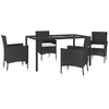 Image de vidaXL Ensemble à Manger de Jardin Coussins 5pcs Noir Résine tressée