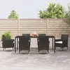 Image de vidaXL Ensemble à manger de jardin coussins 7pcs Noir Résine tressée