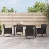 Image de vidaXL Ensemble à manger de jardin coussins 5pcs Noir Résine tressée