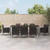 Image de vidaXL Ensemble à manger jardin 9pcs et coussins noir résine tressée