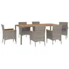 Image de vidaXL Ensemble à Manger Jardin et Coussins 7 pcs Gris rotin, Ensemble à Manger, Ensemble à Manger d'extérieur, Ensemble de mobilier d'extérieur