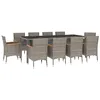 Image de vidaXL Ensemble à Manger de Jardin 11pcs avec Coussins Gris Poly rotin, Ensemble de Salle à Manger, Ensemble de Salle à Manger d'extérieur, Ensemble de mobilier d'extérieur