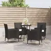 Image de vidaXL Ensemble de bistro de jardin 5 pcs coussins noir poly rotin