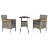 Image de vidaXL Ensemble de Bistro de Jardin 3 pcs Coussins Gris Poly rotin, Ensemble de bistrot, Ensemble de bistrot extérieur, Ensemble de mobilier d'extérieur