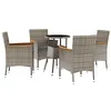 Image de vidaXL Ensemble de Bistro de Jardin 5 pcs Coussins Gris Poly rotin, Ensemble de bistrot, Ensemble de bistrot extérieur, Ensemble de mobilier d'extérieur