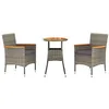 Image de vidaXL Ensemble de Bistro de Jardin 3 pcs Coussins Gris Poly rotin, Ensemble de bistrot, Ensemble de bistrot extérieur, Ensemble de mobilier d'extérieur
