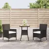 Image de vidaXL Ensemble de bistro de jardin 3 pcs coussins noir poly rotin