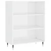 Image de vidaXL Bibliothèque, Armoire à Livres avec 3 Compartiments, Étagère à Livres avec Pieds, Meuble de Rangement Salon, Moderne, Blanc Brillant Bois d'Ingénierie