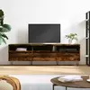 Image de vidaXL Meuble TV chêne fumé 150x30x44,5 cm bois d'ingénierie