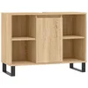 Image de vidaXL Armoire de Salle de Bain, Placard avec Compartiment et 4 Étagères, Meuble de Rangement avec Pieds Toilette, Moderne, Chêne Sonoma Bois d'Ingénierie