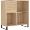 Image de vidaXL Armoire à Disques, Support de Tourne-Disque, Armoire Latérale avec Rangement, Buffet de Salon, Moderne, Chêne Sonoma Bois d'Ingénierie