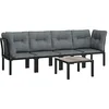 Image de vidaXL Salon de Jardin 4 pcs Noir et Gris résine tressée