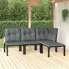 Image de vidaXL Salon de jardin 4 pcs noir et gris résine tressée
