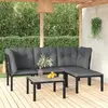 Image de vidaXL Salon de jardin 5 pcs noir et gris résine tressée
