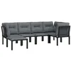 Image de vidaXL Salon de Jardin 6 pcs, Ensemble de Meubles de Terrasse, Mobilier d'Extérieur, Chaise de Patio, Moderne, Noir et Gris Résine Tressée