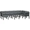 Image de vidaXL Salon de Jardin 9 pcs, Ensemble de Meubles de Terrasse, Mobilier d'Extérieur, Chaise de Patio, Moderne, Noir et Gris Résine Tressée