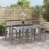 Image de vidaXL Ensemble de bar de jardin 9 pcs avec coussins gris poly rotin