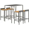 Image de vidaXL Ensemble de Bar Jardin 5 pcs Gris Poly rotin/Bois Massif Acacia, Ensemble de Table de Bar, Ensemble de pub, Ensemble de Meubles