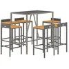 Image de vidaXL Ensemble de Bar Jardin 7 pcs Gris Poly rotin/Bois Massif Acacia, Ensemble de Table de Bar, Ensemble de pub, Ensemble de Meubles