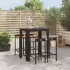 Image de vidaXL Ensemble de bar jardin 5 pcs noir poly rotin/bois massif acacia