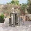 Image de vidaXL Ensemble de bar jardin 3 pcs gris poly rotin/bois massif acacia