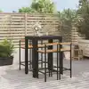 Image de vidaXL Ensemble de bar jardin 5 pcs noir poly rotin/bois massif acacia