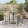 Image de vidaXL Ensemble de bar jardin 5 pcs gris poly rotin/bois massif acacia
