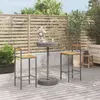 Image de vidaXL Ensemble de bar jardin 3 pcs gris poly rotin/bois massif acacia