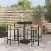 Image de vidaXL Ensemble de bar jardin 5 pcs noir poly rotin/bois massif acacia