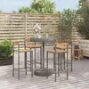 Image de vidaXL Ensemble de bar jardin 5 pcs gris poly rotin/bois massif acacia