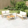Image de vidaXL Salon de jardin 2 pcs avec coussins blanc crème bambou