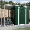 Image de vidaXL Abri de jardin avec toit prolongé vert 277x107x181 cm acier