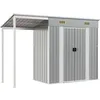 Image de vidaXL Abri de Jardin avec Toit allongé Gris Clair 277 x 107 x 181 cm en Métal