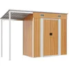 Image de vidaXL Abri de Jardin avec Toit Prolongé, Cabane à Outils avec Poignées, Remise à Outils, Abri de Rangement Terrasse, Marron Clair 277x107x181 cm Acier