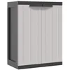 Image de vidaXL Armoire de Rangement d'Extérieur, Abri à Outils, Organisateur de Jardin Patio Terrasse, Moderne, Gris et Noir 65x37x85 cm PP