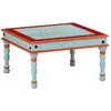 Image de vidaXL Table basse bleu bois de manguier massif peint à la main