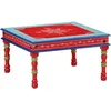 Image de vidaXL Table Basse Rouge Bois de manguier Massif Peint à la Main, Table latérale, Table Basse en Bois, Table Centrale, Bout de canapé, Table de Salon