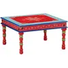 Image de vidaXL Table basse rouge bois de manguier massif peint à la main